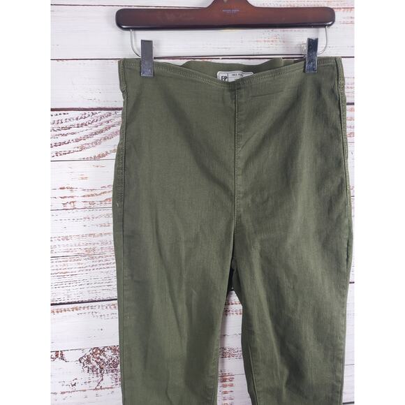 Free People Pull On Jeans 29 Womens Olive Green Skinny Leg Raw Hem Stretchy - Picture 2 of 6